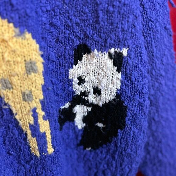 Vtg RARE Y2K Women's L Purple popcorn sweater Animal Print - Picture 2 of 7